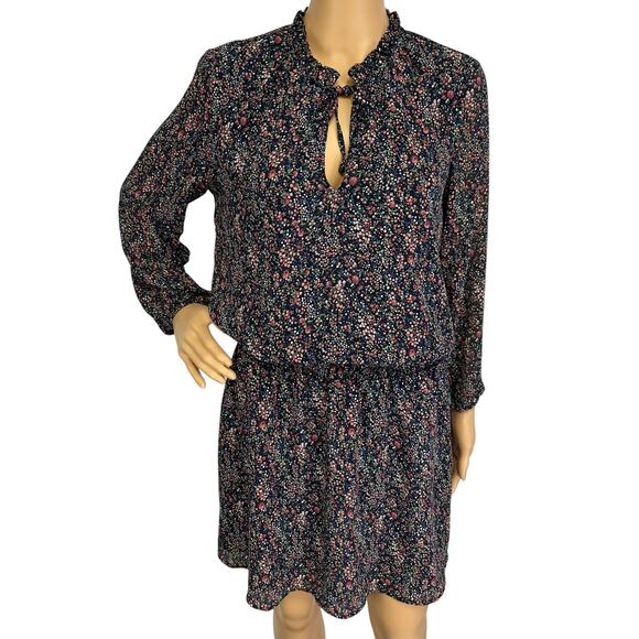 2/$30 J. Crew Mercantile Smocked Tie-Front Dress Floral Blouson Long Sleeve Sz S - Picture 2 of 13
